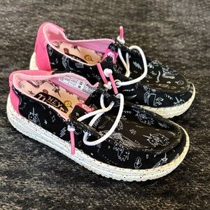 Hey Dude Kids Black and Pink Casual Shoes
